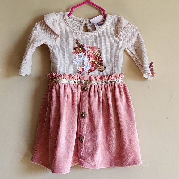 Little Lass Girls Unicorn Dress, Size 12 Months - Picture 3 of 6